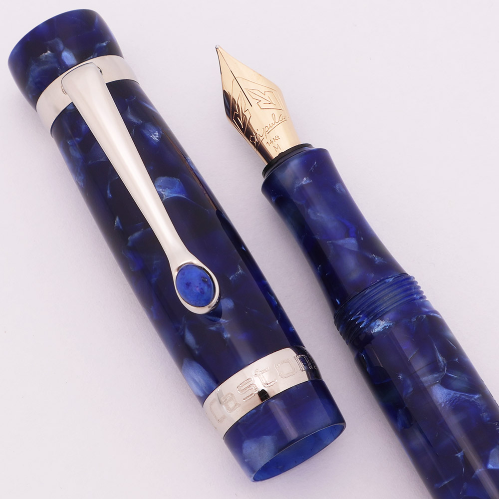Stipula I Castoni Fountain Pen - Lapis Blue wSilver Trim, C/C, 14k